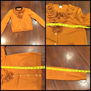 J Crew 100% merino ruffled cardigan